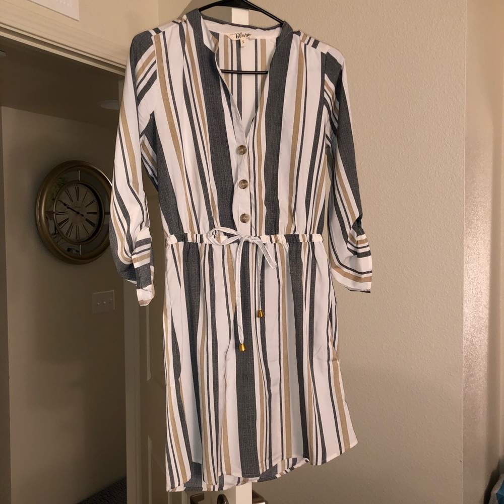 Stripe Long sleeves Casual Dress